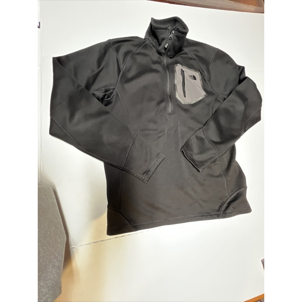 The North Face 1/2 Zip‎ Pullover Open Chest Pocket Men's Medium Black Rn61661